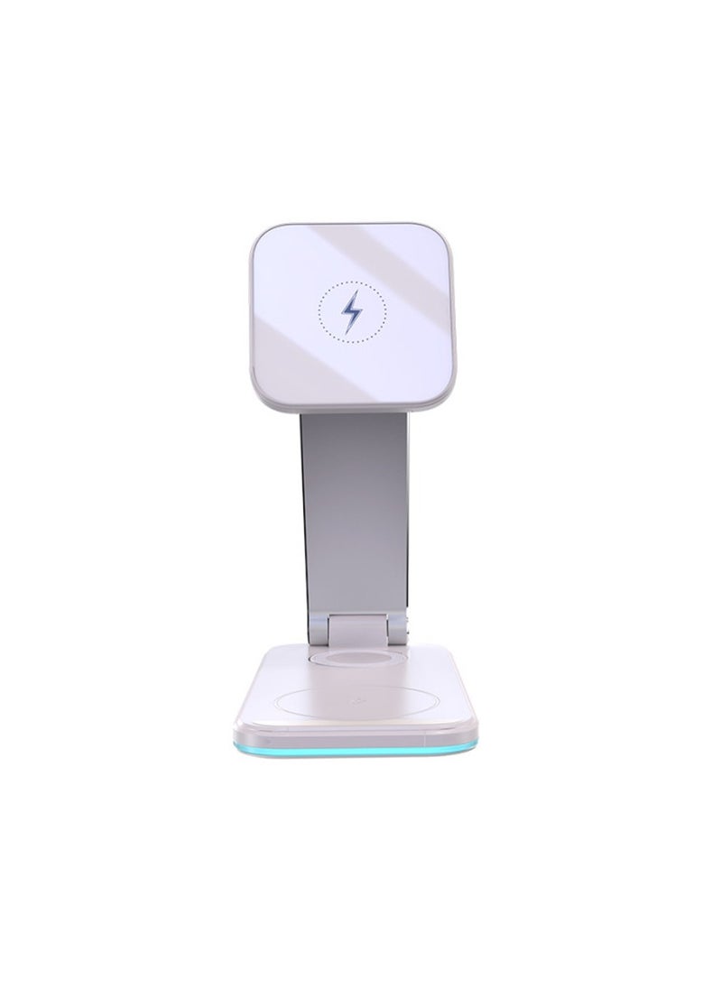 Yesido - Yesido DS17 High Quality Magnetic 3 In 1 Foldable Desktop Wireless Charging Dock Stand Charger for iPhone - White - Image 1