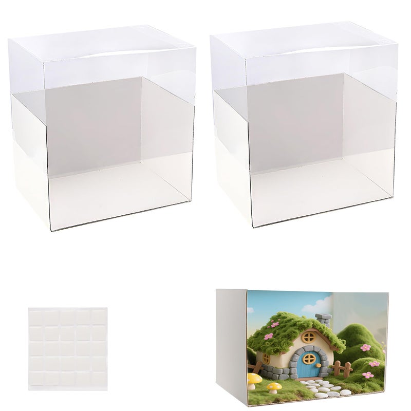 Farrdun 2Set Diorama Box Diorama Supplies Cardboard Diorama Kit Project Box with Transparent Lid, Display Box for Diorama School Project, 11.8 x 8.7 x 8.3 Inch - Image 1