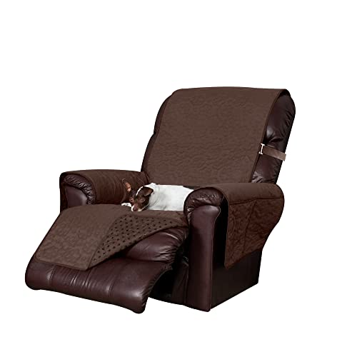 Furhaven Waterproof & Non-Slip Recliner Chair Cover Protector w/ Side Pockets for Dogs, Cats, & Children - Quilted Paw Print Living Room Furniture Cover - Espresso, Recliner - Image 1