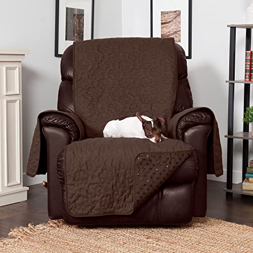Furhaven Waterproof & Non-Slip Recliner Chair Cover Protector w/ Side Pockets for Dogs, Cats, & Children - Quilted Paw Print Living Room Furniture Cover - Espresso, Recliner - Image 4