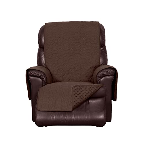 Furhaven Waterproof & Non-Slip Recliner Chair Cover Protector w/ Side Pockets for Dogs, Cats, & Children - Quilted Paw Print Living Room Furniture Cover - Espresso, Recliner - Image 3
