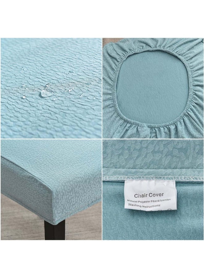 جيه زد اس مجموعة من 6 أغطية كراسي طعام JZS مقاومة للماء بتصميم سيرساكر، أغطية مقاعد قابلة للتمدد وقابلة للإزالة والغسل، مناسبة لغرفة الطعام والكرسي القديم وحفلات الزفاف، لون أزرق فاتح - Image 3