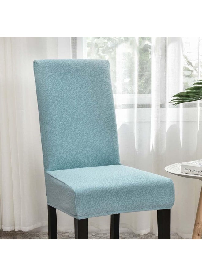 جيه زد اس مجموعة من 6 أغطية كراسي طعام JZS مقاومة للماء بتصميم سيرساكر، أغطية مقاعد قابلة للتمدد وقابلة للإزالة والغسل، مناسبة لغرفة الطعام والكرسي القديم وحفلات الزفاف، لون أزرق فاتح - Image 4