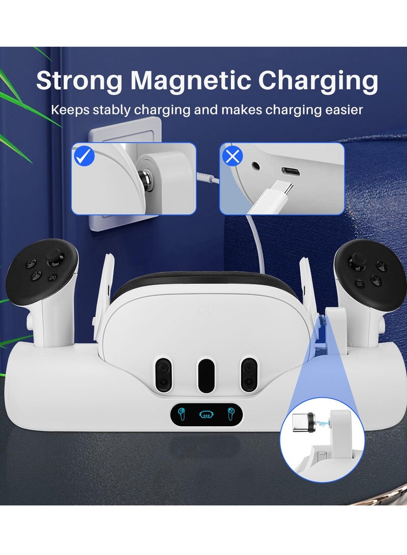 Charging Dock for Oculus/Meta Quest 3, VR Headset Charging Stand for Quest 3 Headset & Controller Charging Station with 2 Rechargeable Batteries and Indicator - Image 4