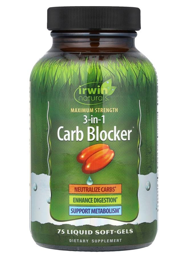 Irwin Naturals 3-In-1 Carb Blocker® Maximum Strength 75 Liquid Soft-Gels 