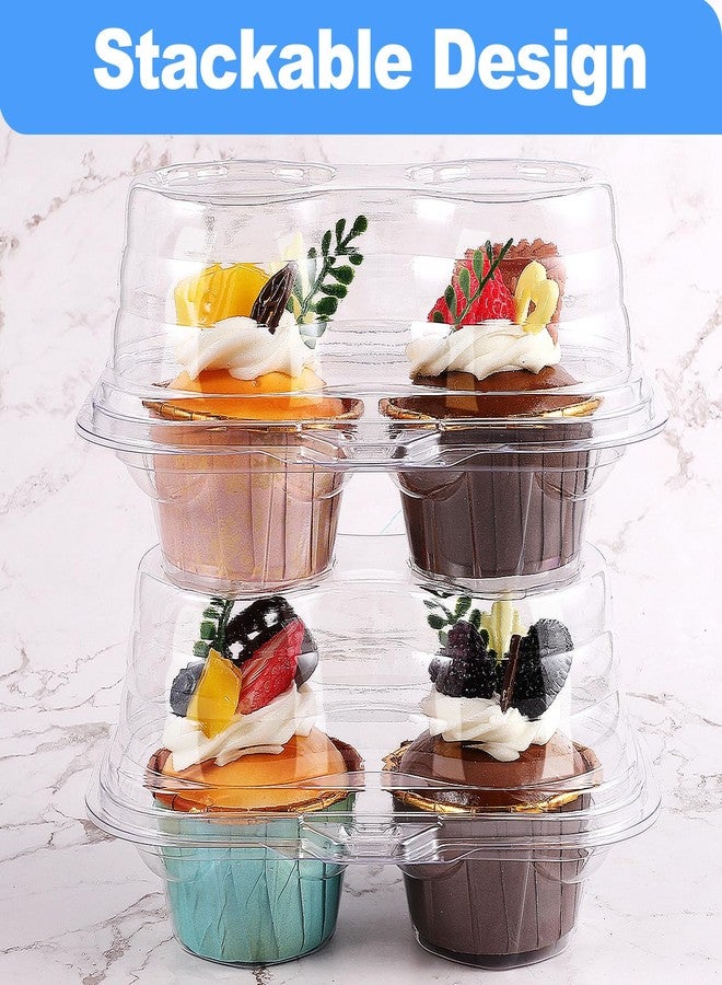 Vyndicca 50Pcs Cupcake Containers Disposable,2 Cavity Cupcake Boxes,Clear Cupcake Holder,Stackable Deep Dome Cupcake Carrier with Lid for Cupcakes Muffins Pies,BPA-Free - Image 5