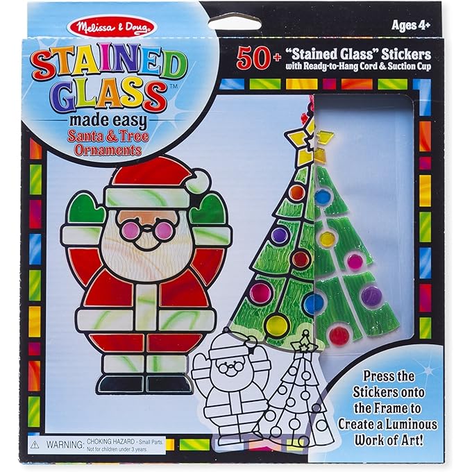 Stained Glass Made Easy Craft Kit - Santa and Tree Ornaments