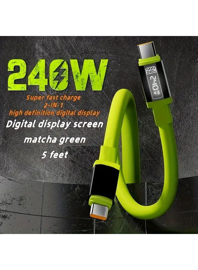 Gray 240W USB C Fast Charging Cable PD Type C Data Cable for iPhone 15 16 - Image 3