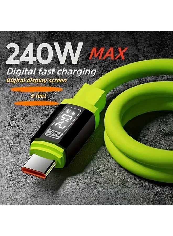 Gray 240W USB C Fast Charging Cable PD Type C Data Cable for iPhone 15 16 - Image 1