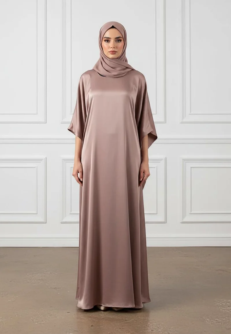 NUKHBAA Satin Kaftan Abaya-883