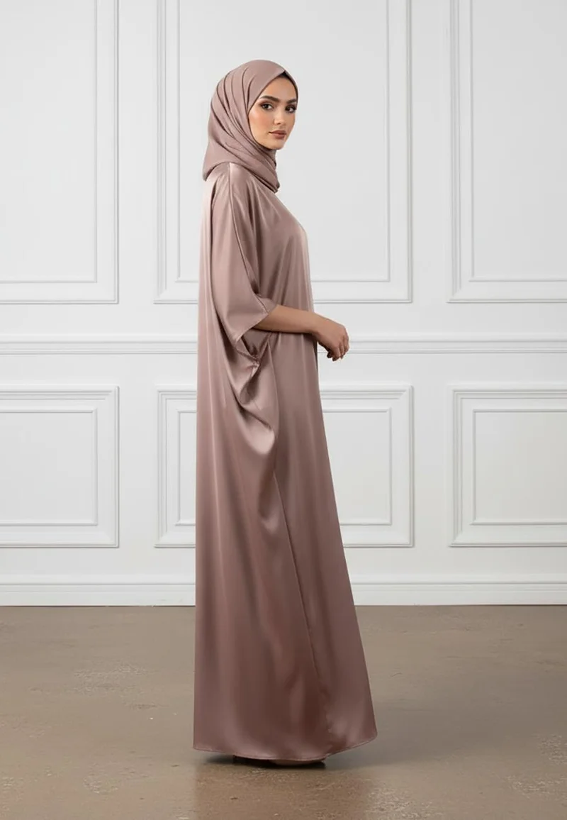 NUKHBAA Satin Kaftan Abaya-883