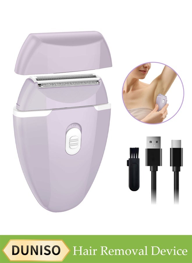 DUNISO Women's Electric Shaver, Painless 2-In-1 Wet And Dry Shaver, Portable Waterproof Bikini Trimmer, Washable Head, Removes Leg, Underarm, Armpit, Facial Hair, Purple - Image 2