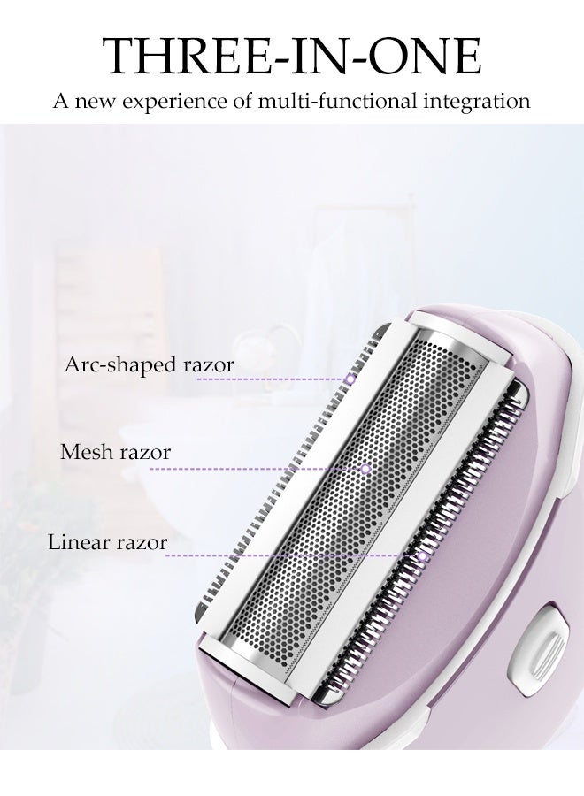 DUNISO Women's Electric Shaver, Painless 2-In-1 Wet And Dry Shaver, Portable Waterproof Bikini Trimmer, Washable Head, Removes Leg, Underarm, Armpit, Facial Hair, Purple - Image 5