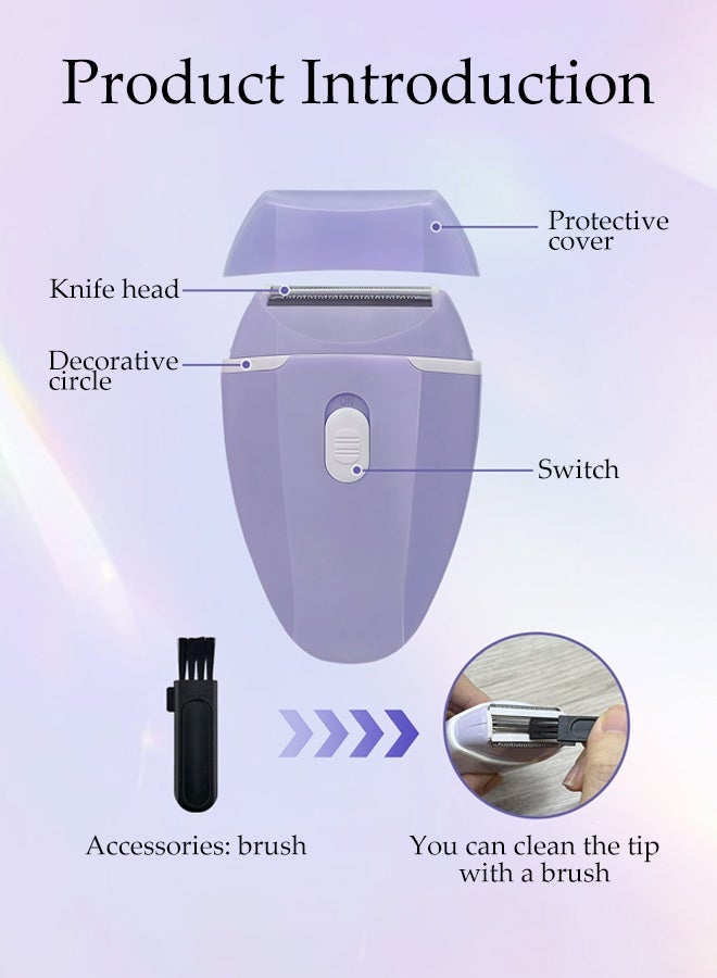 DUNISO Women's Electric Shaver, Painless 2-In-1 Wet And Dry Shaver, Portable Waterproof Bikini Trimmer, Washable Head, Removes Leg, Underarm, Armpit, Facial Hair, Purple - Image 4