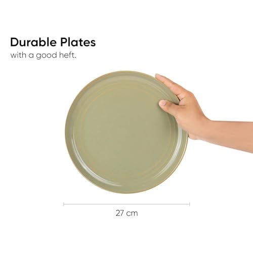 Shay Ceramic Dinner Plates Set, 6 Pieces, Pista | Ceramic Plates Set | Glossy Finish Plate Set | Dinner Plates Ceramic | Set of 6 Plates for Dinner (Dinner Plates, Pista) - Image 3