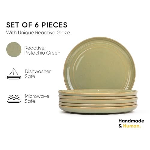 Shay Ceramic Dinner Plates Set, 6 Pieces, Pista | Ceramic Plates Set | Glossy Finish Plate Set | Dinner Plates Ceramic | Set of 6 Plates for Dinner (Dinner Plates, Pista) - Image 2