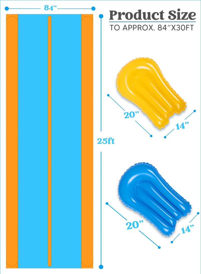 Sloosh Double Lane Water Slide,25ft x 6ft Heavy Duty Lawn Water Slip and Slide with Sprinkler and 2 Inflatable Boards for Adult Kids Party Summer Yard Outdoor Play Activities - Image 4