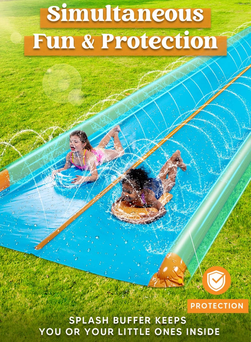 Sloosh Double Lane Water Slide,25ft x 6ft Heavy Duty Lawn Water Slip and Slide with Sprinkler and 2 Inflatable Boards for Adult Kids Party Summer Yard Outdoor Play Activities - Image 3