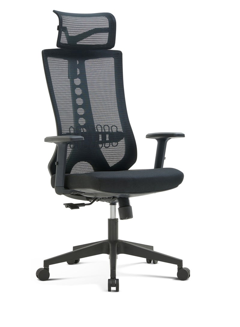 Selene House Stylish Comfortable Ergonomic Tilt Home Office Desk Chair with Adjustable Armrest and Headrest Breathable Mesh High Back Support Chair with Adjustable Lumbar Support Swivel Rotating Gaming Chair Black - Image 1