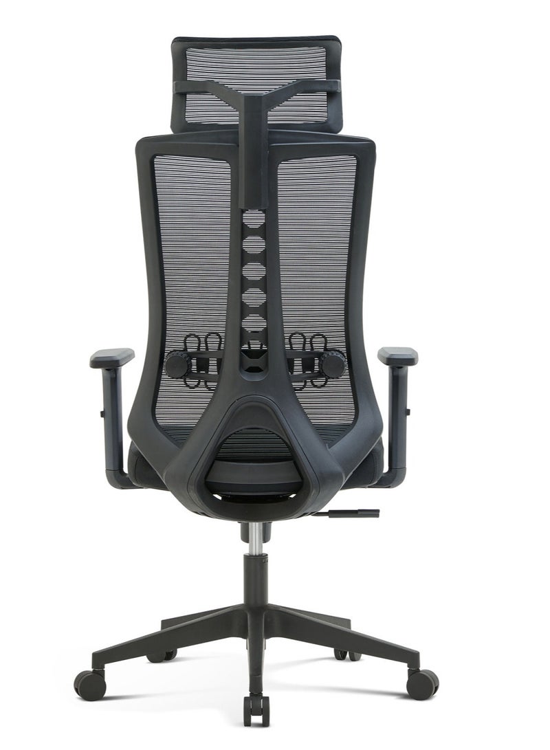 Selene House Stylish Comfortable Ergonomic Tilt Home Office Desk Chair with Adjustable Armrest and Headrest Breathable Mesh High Back Support Chair with Adjustable Lumbar Support Swivel Rotating Gaming Chair Black - Image 2