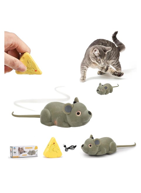 Interactive Cat Toy Mouse, SYOSI Remote Control Infrared Induction Simulation Mouse, USB Rechargeable, Wireless Electronic Mice Pet Toy for Kitten Indoor/Outdoor Exercise, and Chase and Exercise