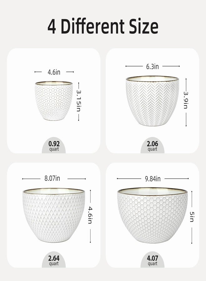 Ollieroo Ceramic Mixing Bowls, Set of 4 Embossed Nesting Bowls, Large Stoneware prepping bowls for Cooking, Baking, Salad, Sourdough, 0.92/2.06/2.64/4.07 QT, Microwave and Dishwasher Safe, White - Image 3