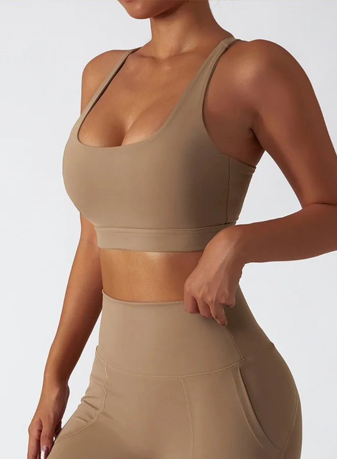 KAWN.YOGA Womens X Back Sports Bra - Padded Low Impact Workout Yoga Bra with Removable Built in Bra