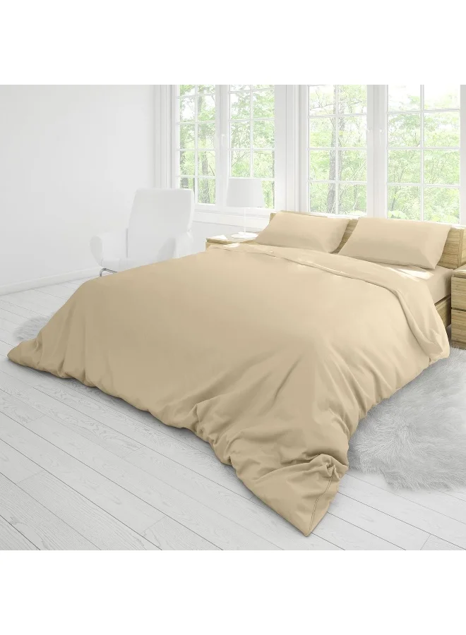 Hotel Linen Klub Hotel Linen Klub Single Duvet Cover 2PC Set - 350TC 100% Long Staple Cotton Sateen -Luxury Quality, Easy Button Closure, Size: 140x200cm + 1PC Pillow Sham 50 x 75+ 5cm, Beige