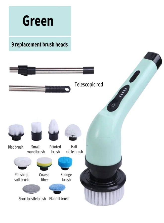 AROAQ Electric Spin Scrubber 9-in-1 Electric Spin Cleaning Brush Multipurpose Electric with LED Display High Torque Cleaning Tools Parlour Gadgets for Kitchen Bathroom Car  - Image 1