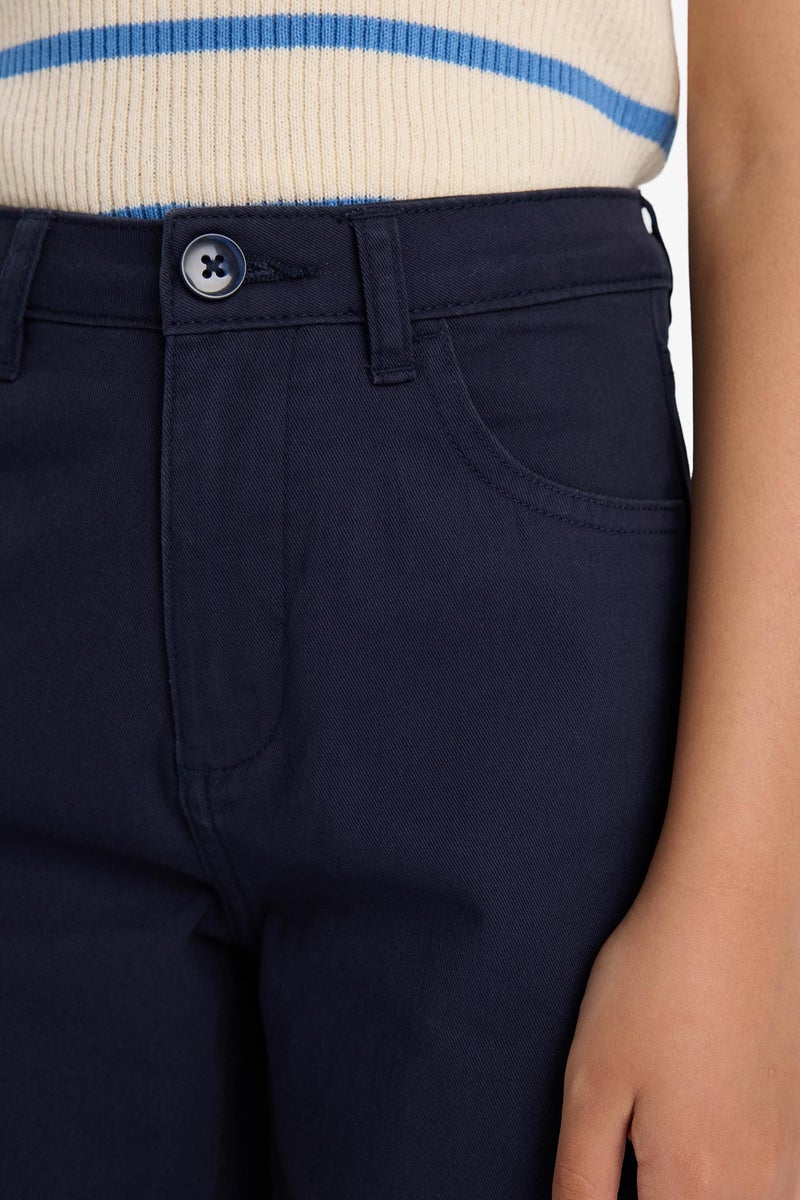 DeFacto Blue Girl Girl Straight Fit Loose Fit Cotton Trousers Casual - Image 5