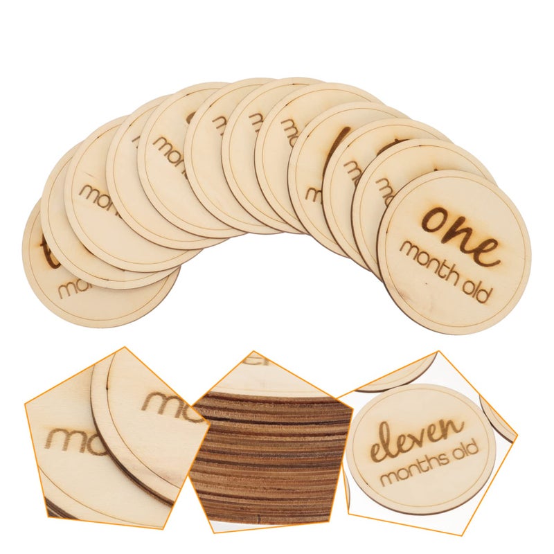 12 Wooden Growth Cards For Newborn Monthly Milestones Photography Props - Image 4