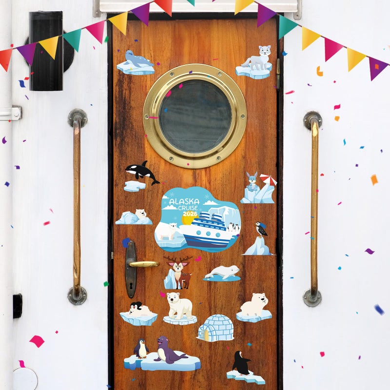 Wxiben Alaska Animals Cruise Door Magnets - Wxiben 15PCS Alaska Cruise 2026 Ship Door Decorations Penguin Sea Lion Seal Penguin Whale Cruise Door Magnets for Stateroom Cabin Carnival Refrigerator Decor - Image 5