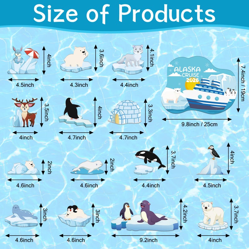 Wxiben Alaska Animals Cruise Door Magnets - Wxiben 15PCS Alaska Cruise 2026 Ship Door Decorations Penguin Sea Lion Seal Penguin Whale Cruise Door Magnets for Stateroom Cabin Carnival Refrigerator Decor - Image 2
