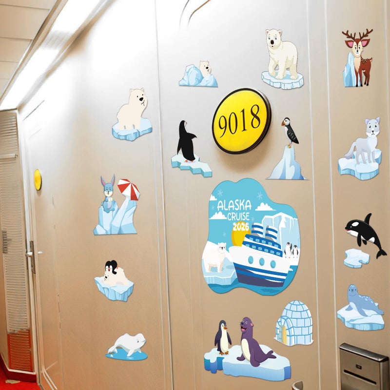 Wxiben Alaska Animals Cruise Door Magnets - Wxiben 15PCS Alaska Cruise 2026 Ship Door Decorations Penguin Sea Lion Seal Penguin Whale Cruise Door Magnets for Stateroom Cabin Carnival Refrigerator Decor - Image 4