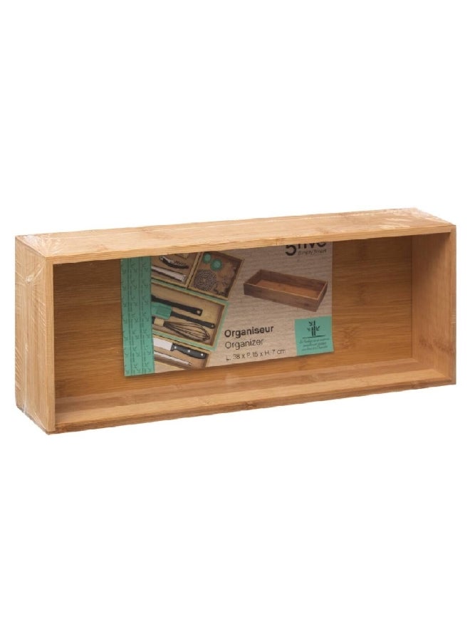 5 خمسة منظم تخزين متين من الخيزران يوفر توفيرًا في المساحة، بلون بني، بأبعاد 7 × 15 × 38 سم - Image 3
