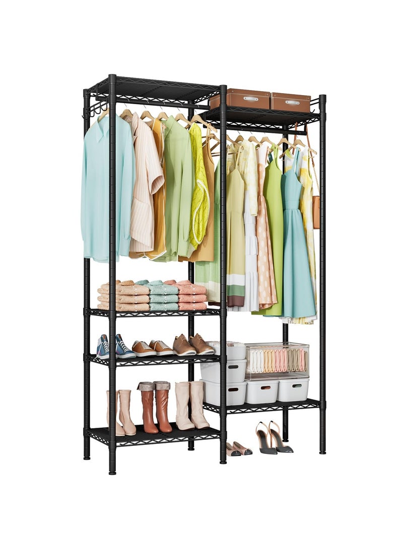 Garment Rack Heavy Duty Clothes Rack Adjustable Metal Freestanding Closet Wardrobe Wire Clothing Rack for Hanging Clothes, 47.2"L x 15.7"W x 76.3"H