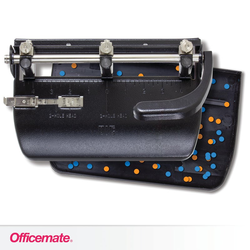Officemate مثقاب أوفيس ميت الثقيل القابل للتعديل 2-3 ثقوب مع مقبض رافعة، سعة 32 ورقة، أسود (90078) - Image 5