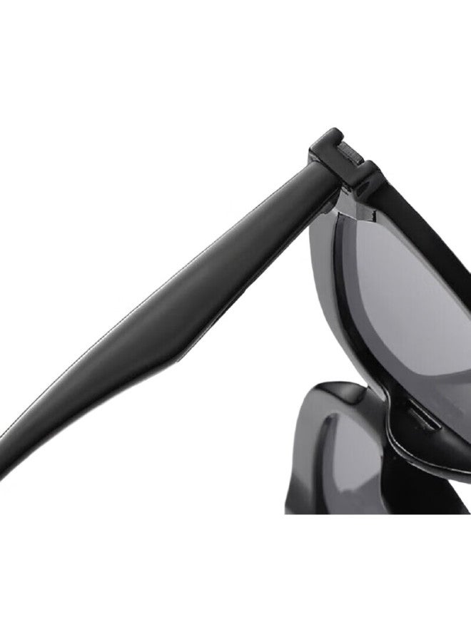 Boshide Sunglasses, Simple Large Frame Slimming High-End Gm Sunglasses For Women, Driving-Specific, Black Frame With Black And Gray Lenses - Image 3