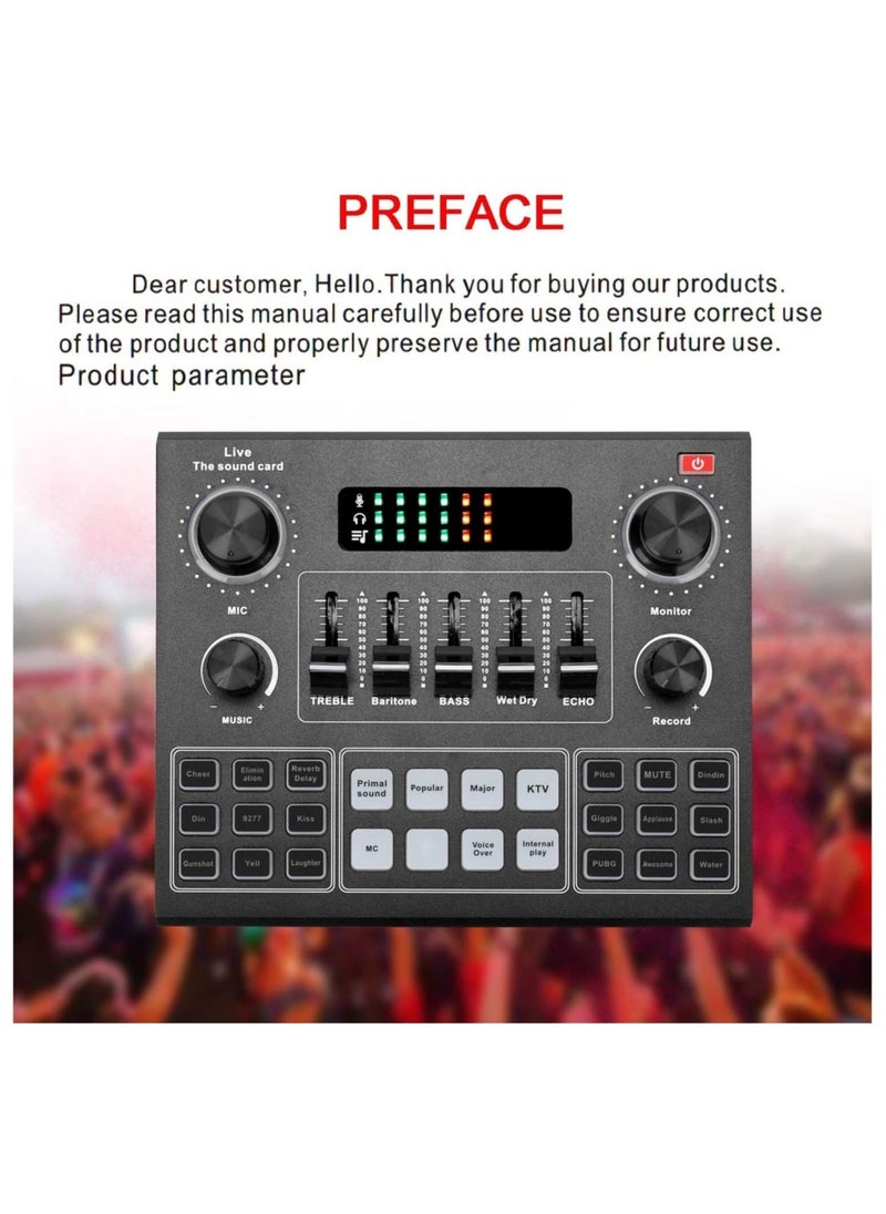 ELTRAZONE - Multifunctional Live V9 Sound Card and BM800 Suspension Microphone Kit Broadcasting Condenser Microphone Set Intelligent Webcast Live Sound Card for Computers and Mobile - Image 1
