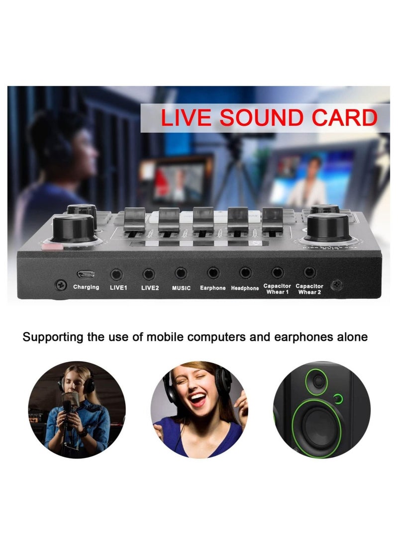 ELTRAZONE - Multifunctional Live V9 Sound Card and BM800 Suspension Microphone Kit Broadcasting Condenser Microphone Set Intelligent Webcast Live Sound Card for Computers and Mobile - Image 1
