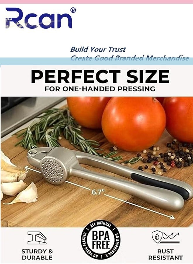 Rcan Premium Garlic Press Garlic Mincer Set with Silicone Roller Peeler  Cleaning Brush Easy to Squeeze and Clean Rust Proof Dishwasher Safe Professional Efficient Ginger Crusher  - Image 2
