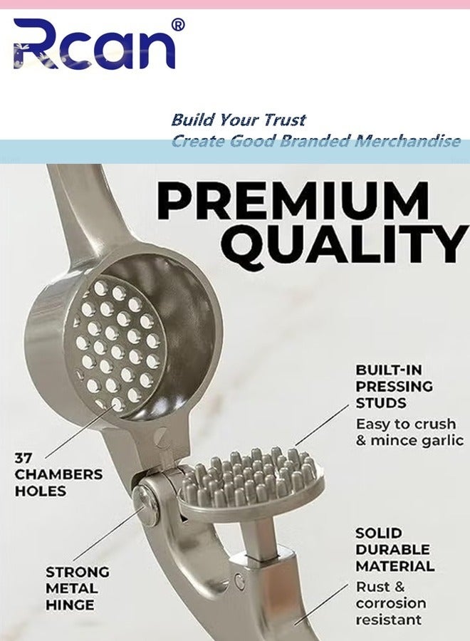 Rcan Premium Garlic Press Garlic Mincer Set with Silicone Roller Peeler  Cleaning Brush Easy to Squeeze and Clean Rust Proof Dishwasher Safe Professional Efficient Ginger Crusher  - Image 3