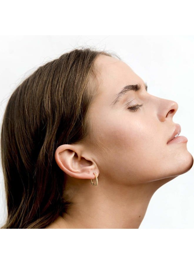 PAVOI 14K Gold Plated 925 Sterling Silver Cubic Zirconia U-Shaped Huggie Earrings in Yellow Gold - Image 3