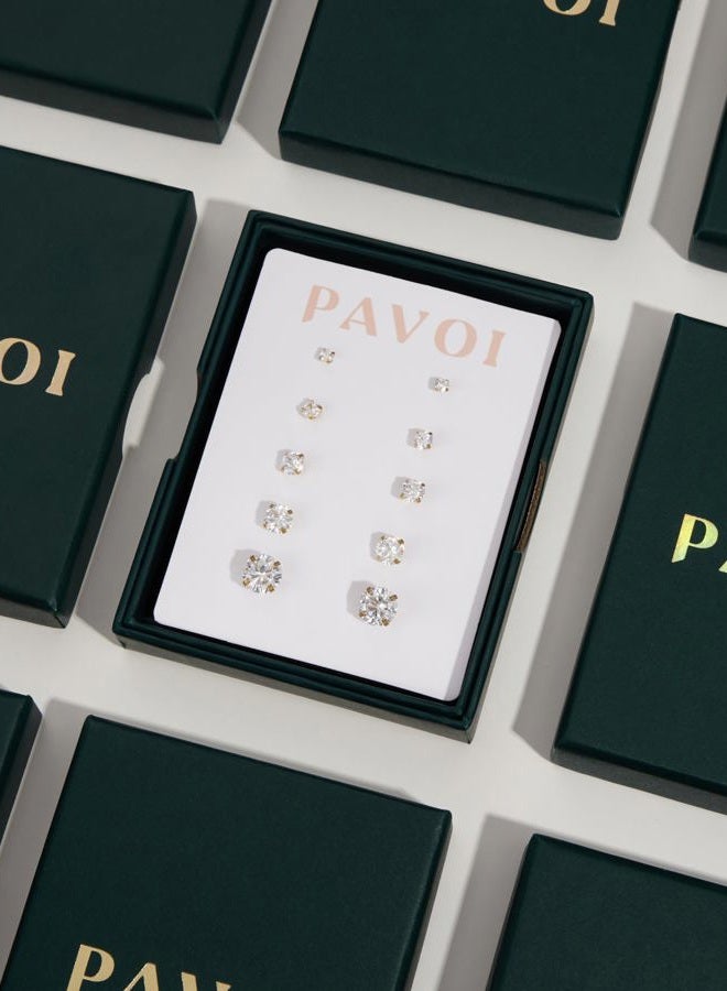 PAVOI 14K Gold Plated 925 Sterling Silver Cubic Zirconia U-Shaped Huggie Earrings in Yellow Gold - Image 5