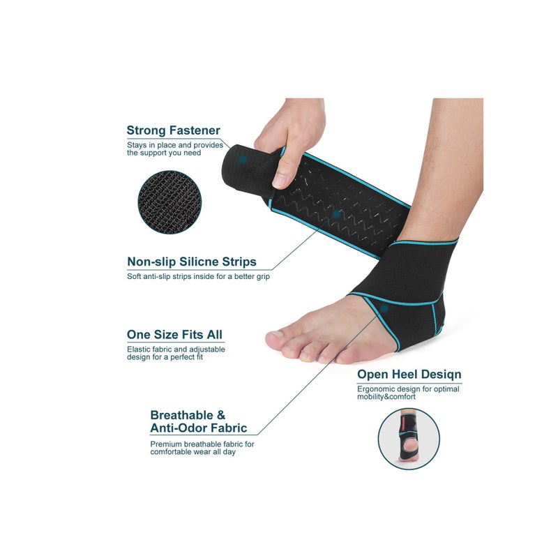 SOLARAE Ankle Support Brace, Breathable Ankle Wrap, Adjustable Compression Ankle Support Wrap Sleeve for Sprained Ankle, Stabilize Ligament, Sports, Against Chronic Ankle Strain Fatigue (1 Pair) - Image 4