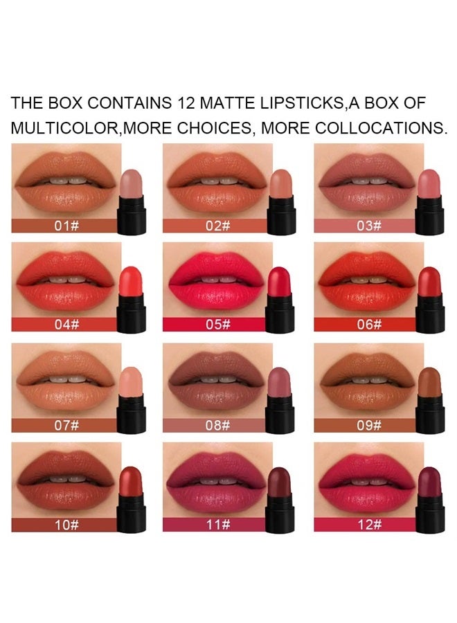 BINGBRUSH 12Pcs Mini Capsule Makeup Lipstick Pills Set, Lápiz Labial Rojo Matte Lipstick Lip Stain Set Women Nude Brown Dark Red Matte Matt Lipsticks Cute Lip Stick Purse Set Labiales Matte Larga Duracion 24 - Image 2