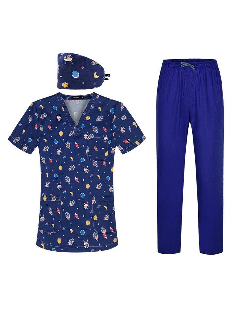 KUYING New V-neck Printed Short Sleeved Pants Surgical Gown And Work Uniform  - Image 1