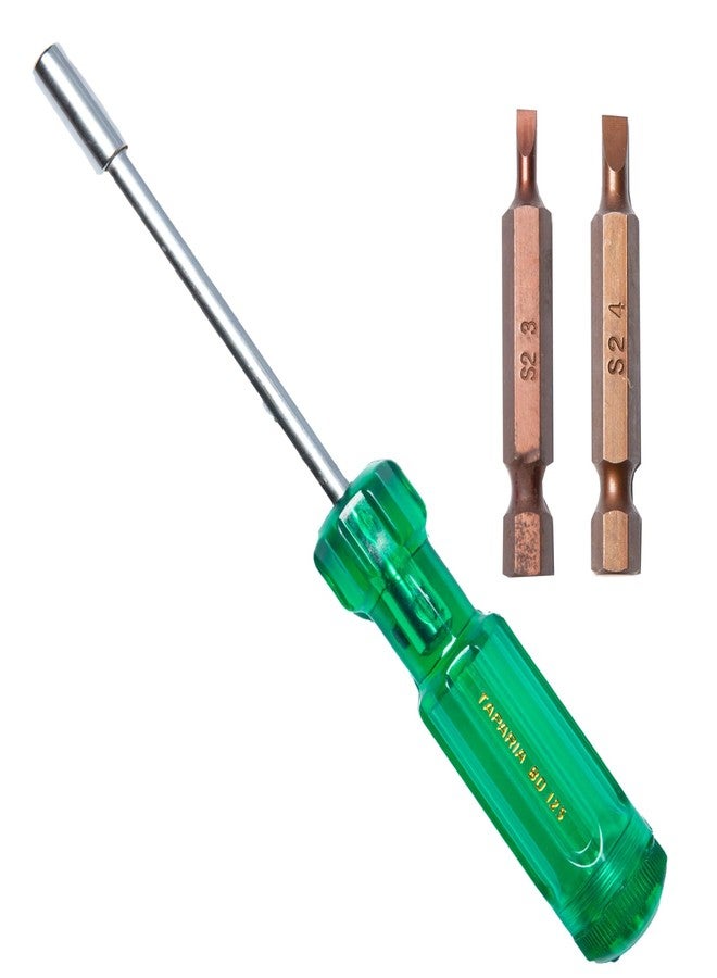 Taparia Make, Bit Holder Screwdriver with 50mm Single Side Bits of 1/4" Hex Shank, S2 Grade, Of Tip Size Slotted 3mm and 4mm Suitable for DIY, Home, Professional & industrial applications