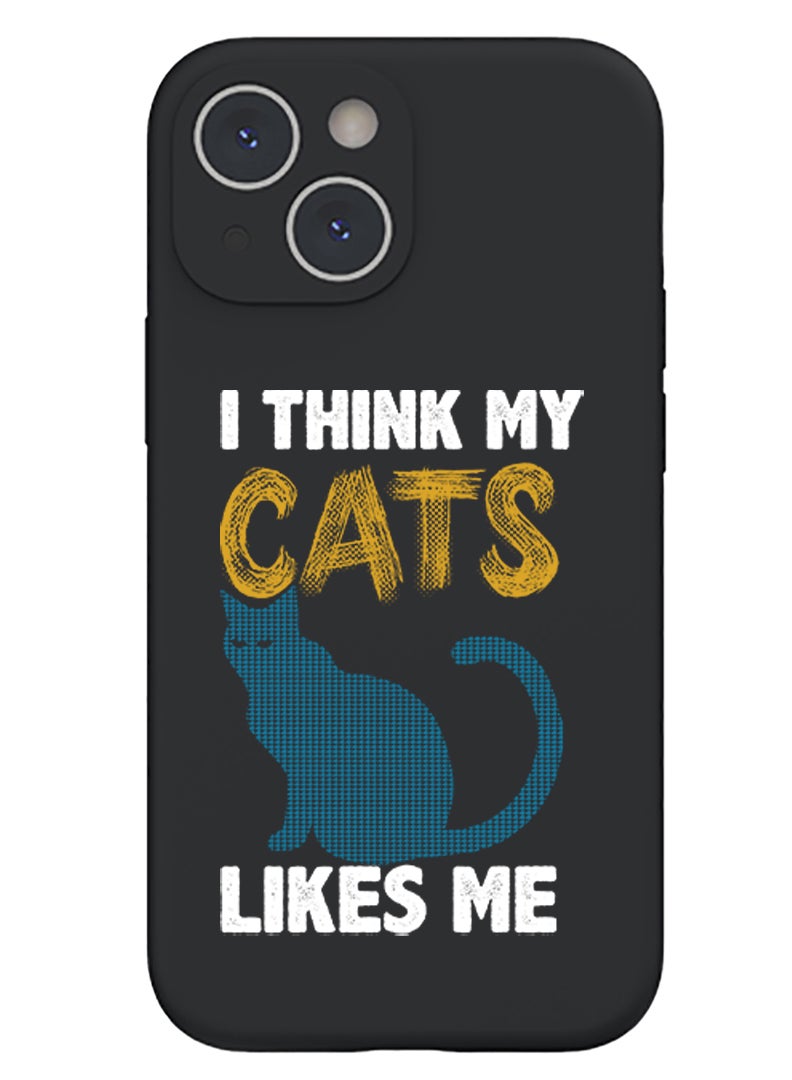 Theodor Protective Slim Fit Case Liquid Silicone Cover with Full Body Protection Anti-Scratch Shockproof Case For iPhone 14 Black  - KSA symbol - Image 1