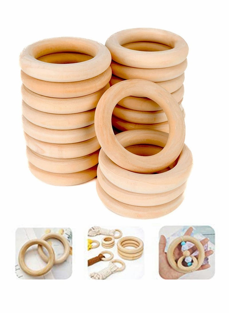 Excefore Natural Wood Loop Ring Pendant Connector, Smooth Wood Circles Without Paint for Crafts, Home, Ring Pendant, DIY Connectors, Jewelry Making Accessory, 20 Pcs, 5.5cm x 10mm - Image 1